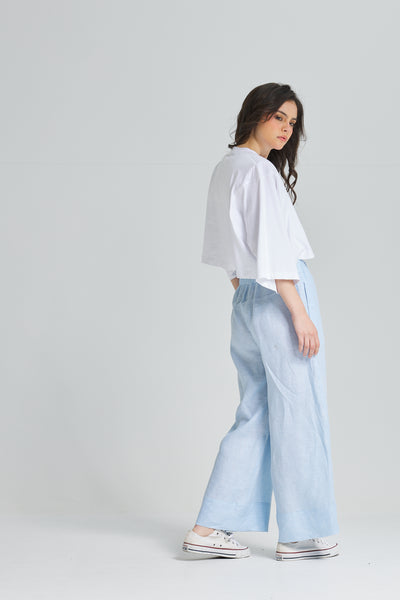 Cropped Bold Shoulders T-Shirt In White