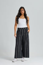Stripped Tilted Zipper Cropped Pants
