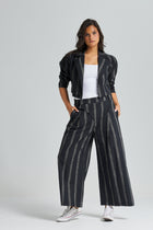 Striped Cropped Linen Jacket
