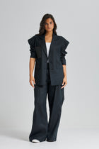 Extra Oversized Bold Shoulders Blazer In Black