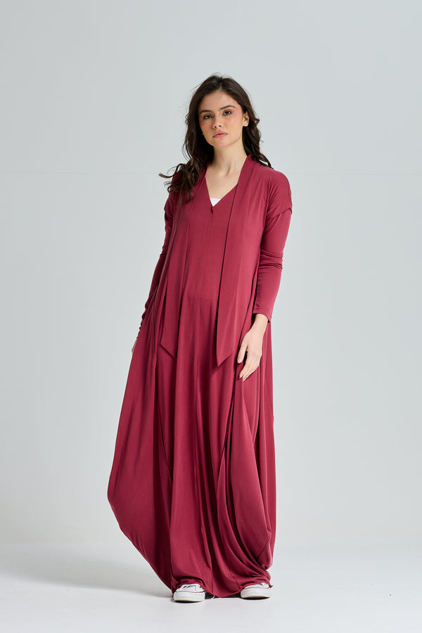 Patchwork Lycra Dress In Brick