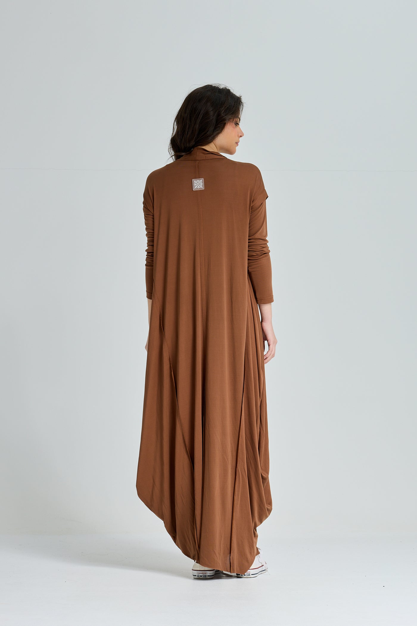 Patchwork Lycra Dress In Brown