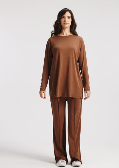 Long Lycra Top In Brown