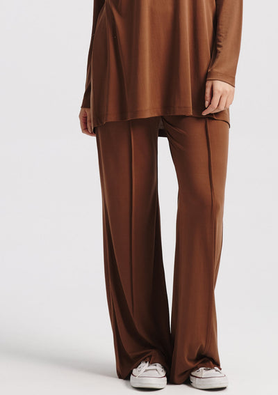 Wide Leg Lycra In Brown