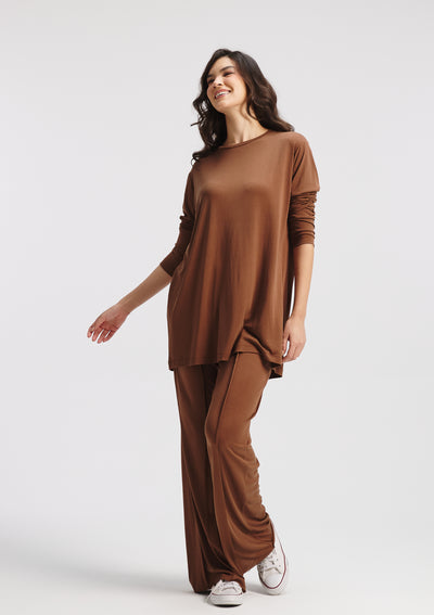 Long Lycra Top In Brown