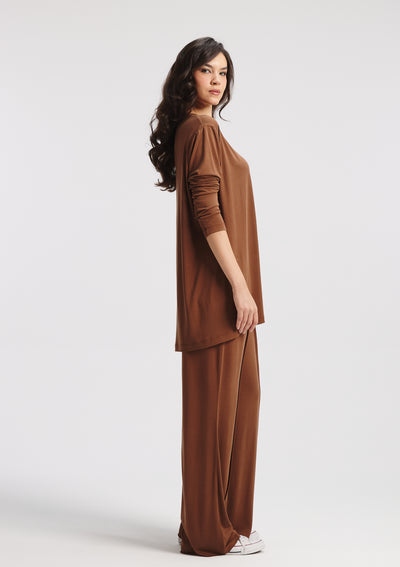 Long Lycra Top In Brown