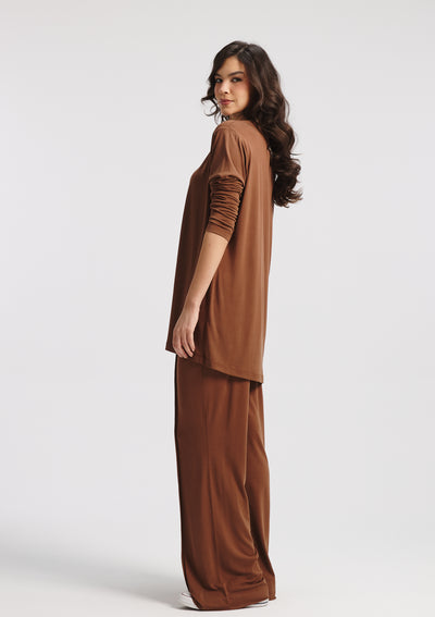 Wide Leg Lycra In Brown
