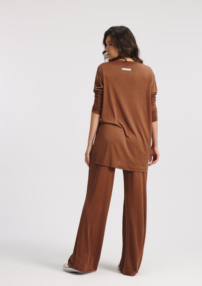 Wide Leg Lycra In Brown