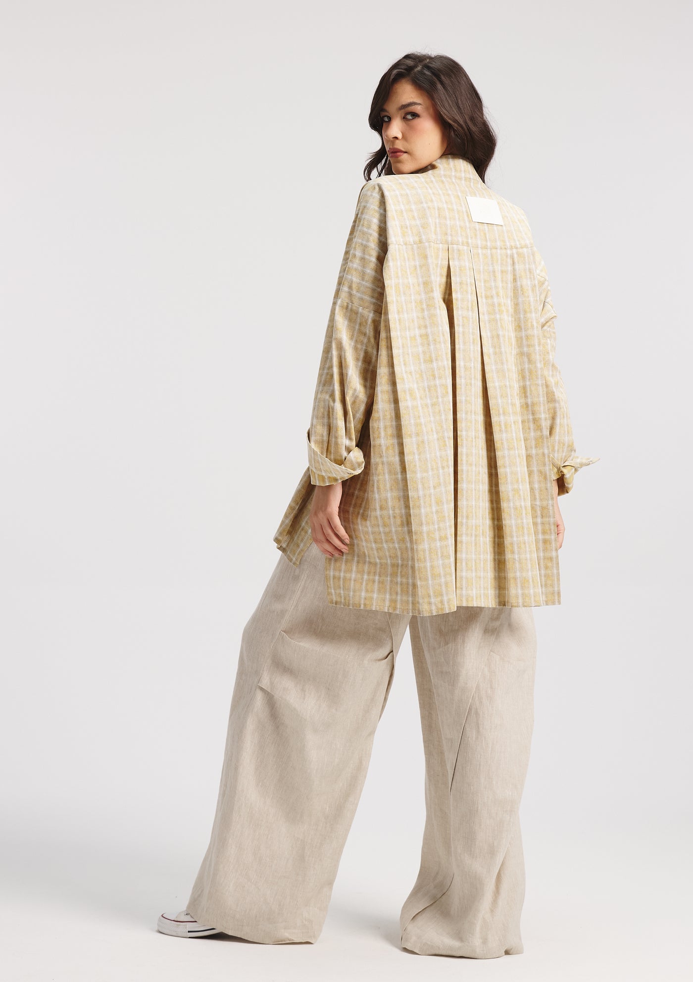 Oversize Pleaded Yellow Shirt