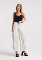 Striped Linen Wide Leg Classic Pants