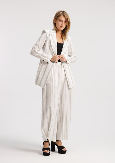 Striped White Linen Blazer