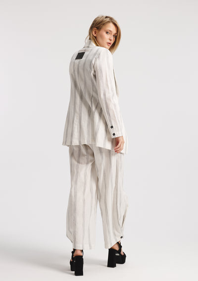Striped White Linen Blazer
