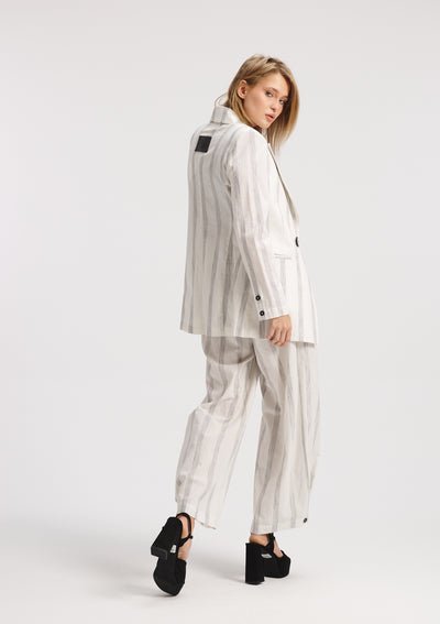 Striped White Linen Blazer