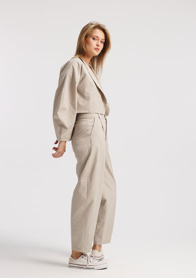 Crushed Cropped Rounded Sleeves Jacket