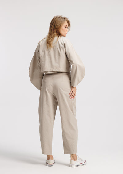 Crushed Cropped Rounded Sleeves Jacket