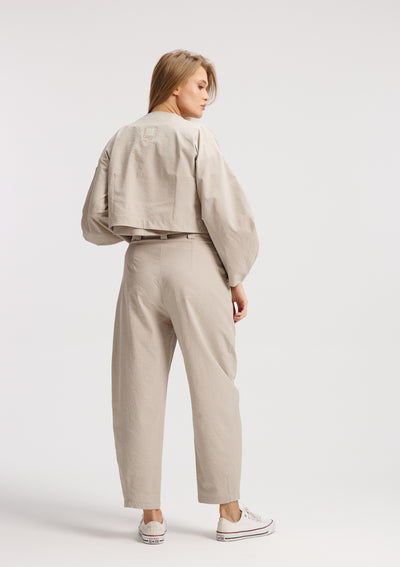 Crushed Cropped Rounded Sleeves Jacket