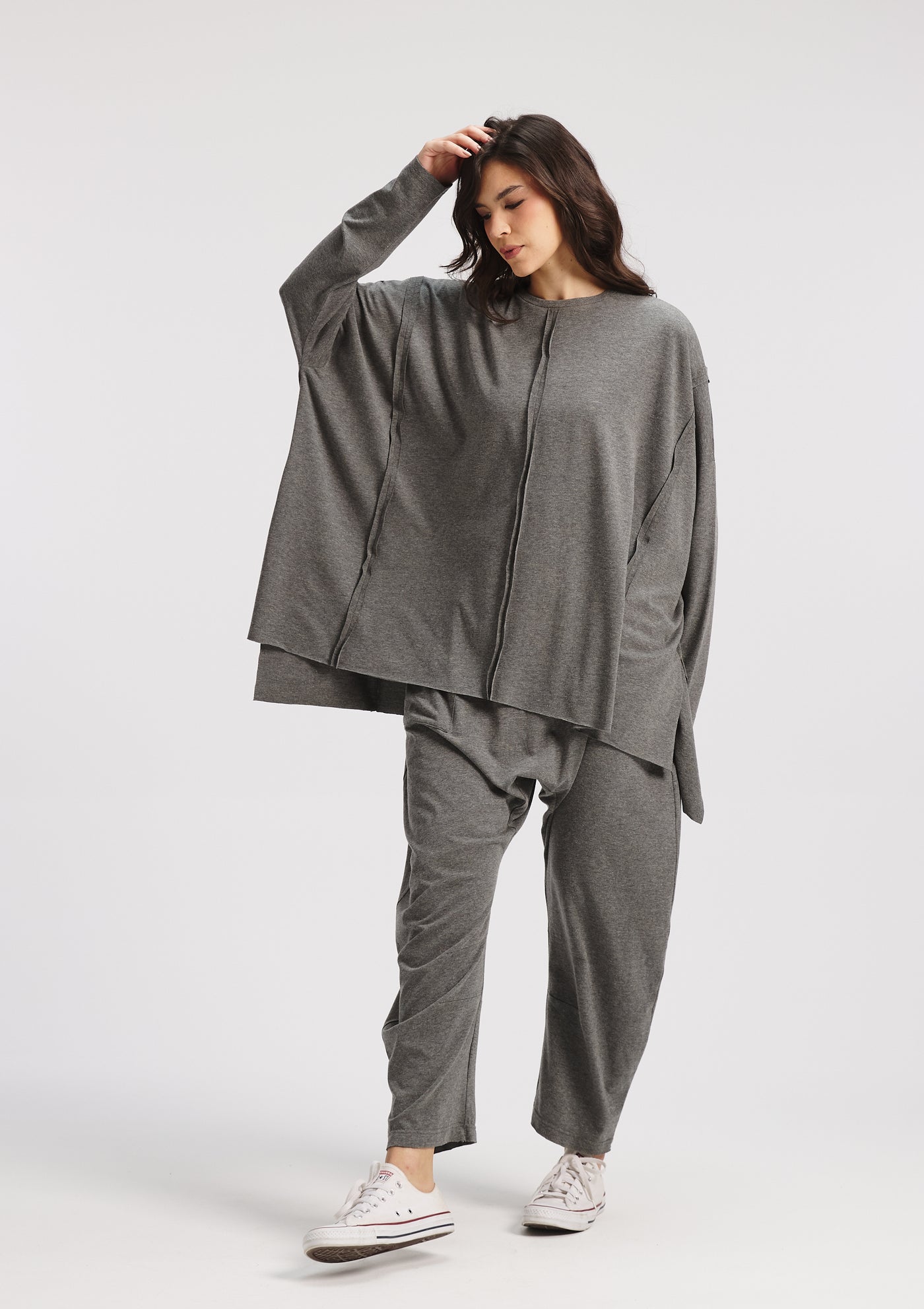 Patch work Oversize T-shirt In Grey