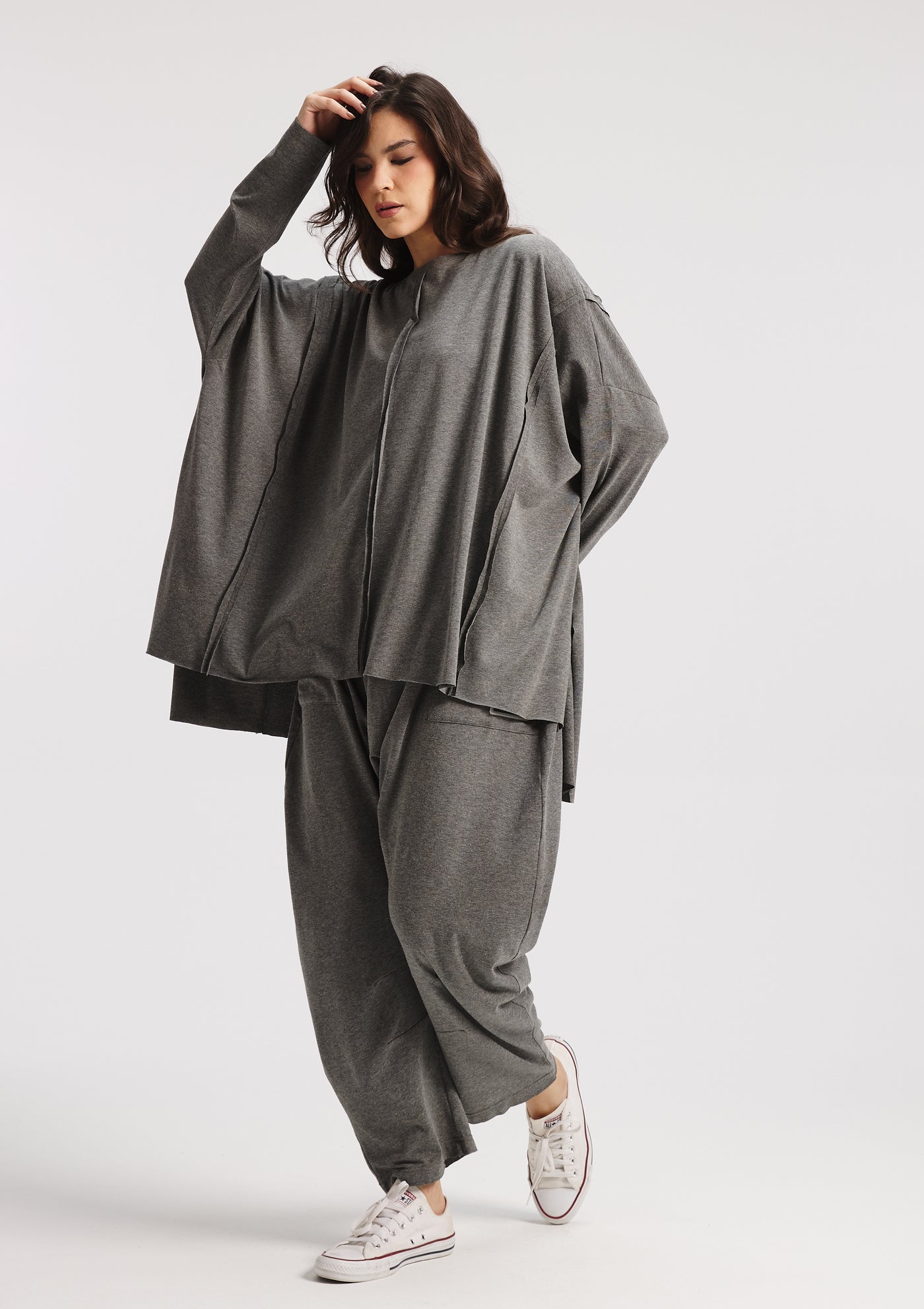 Patch work Oversize T-shirt In Grey