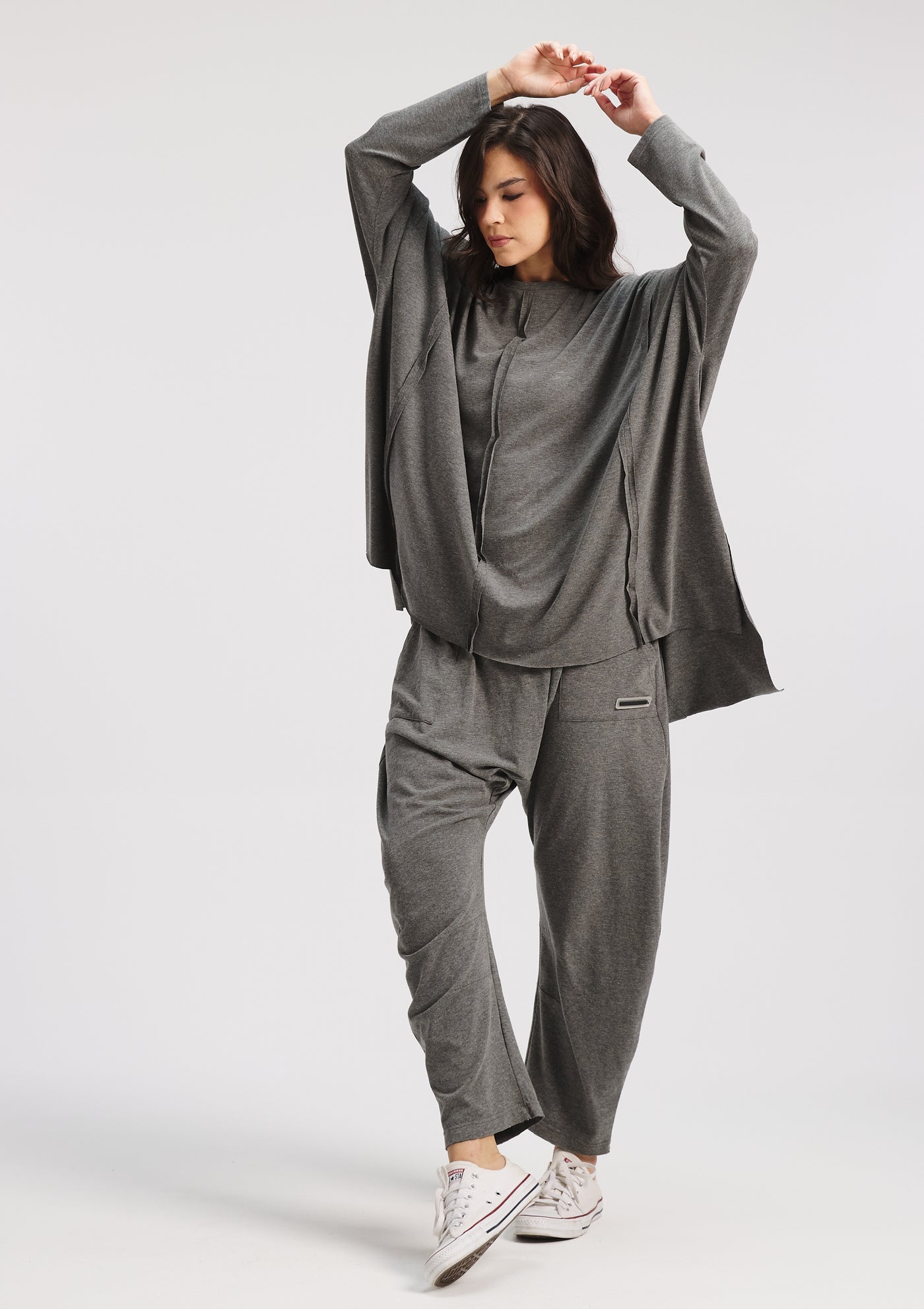 Patch work Oversize T-shirt In Grey