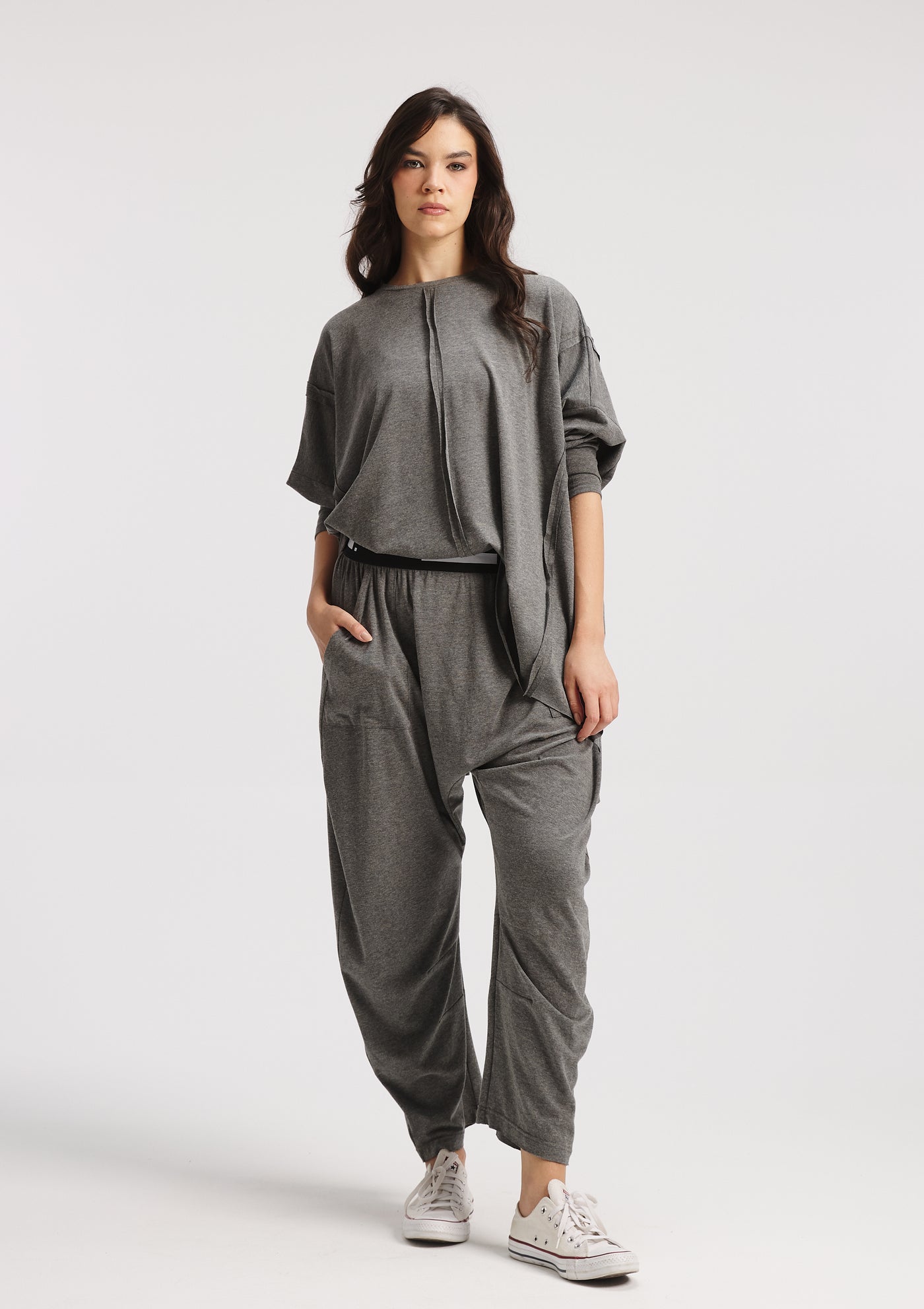 Patch work Oversize T-shirt In Grey