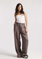 Classic Wide Leg Linen Pants In Grey