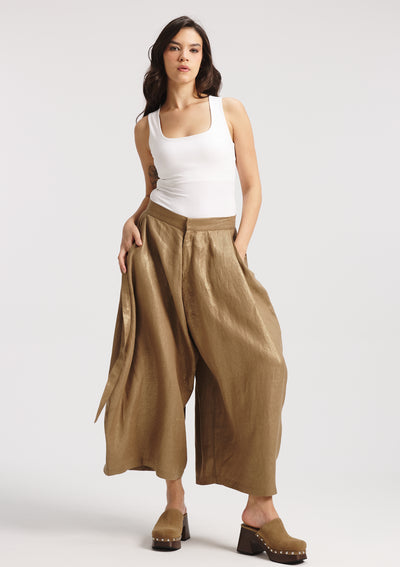 Linen Cropped Extra Wide Leg