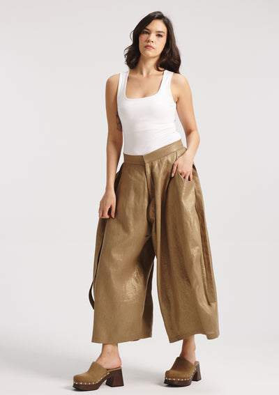 Linen Cropped Extra Wide Leg