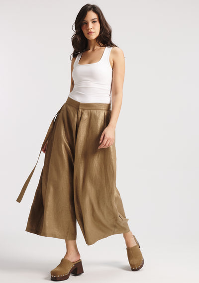 Linen Cropped Extra Wide Leg