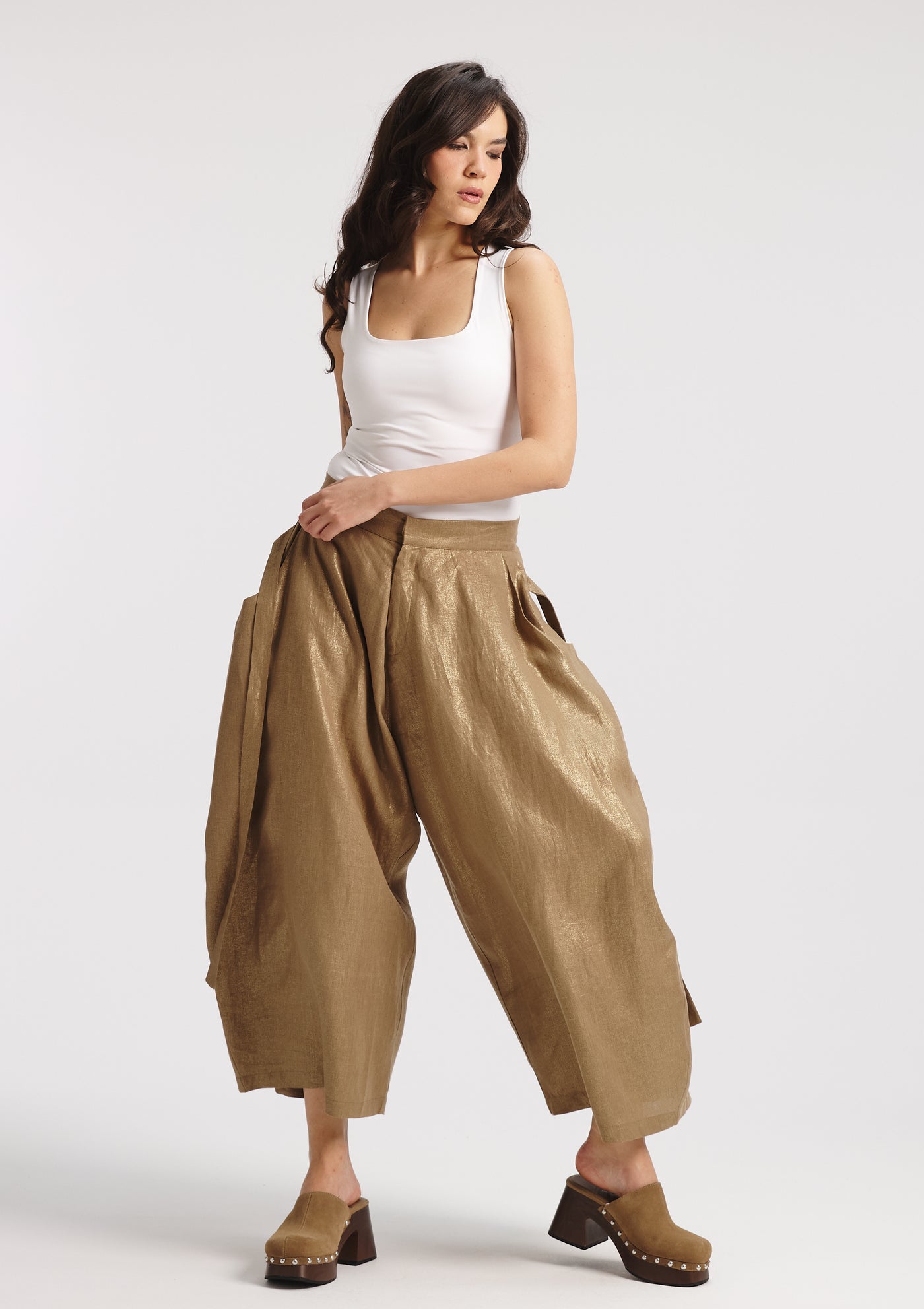 Linen Cropped Extra Wide Leg
