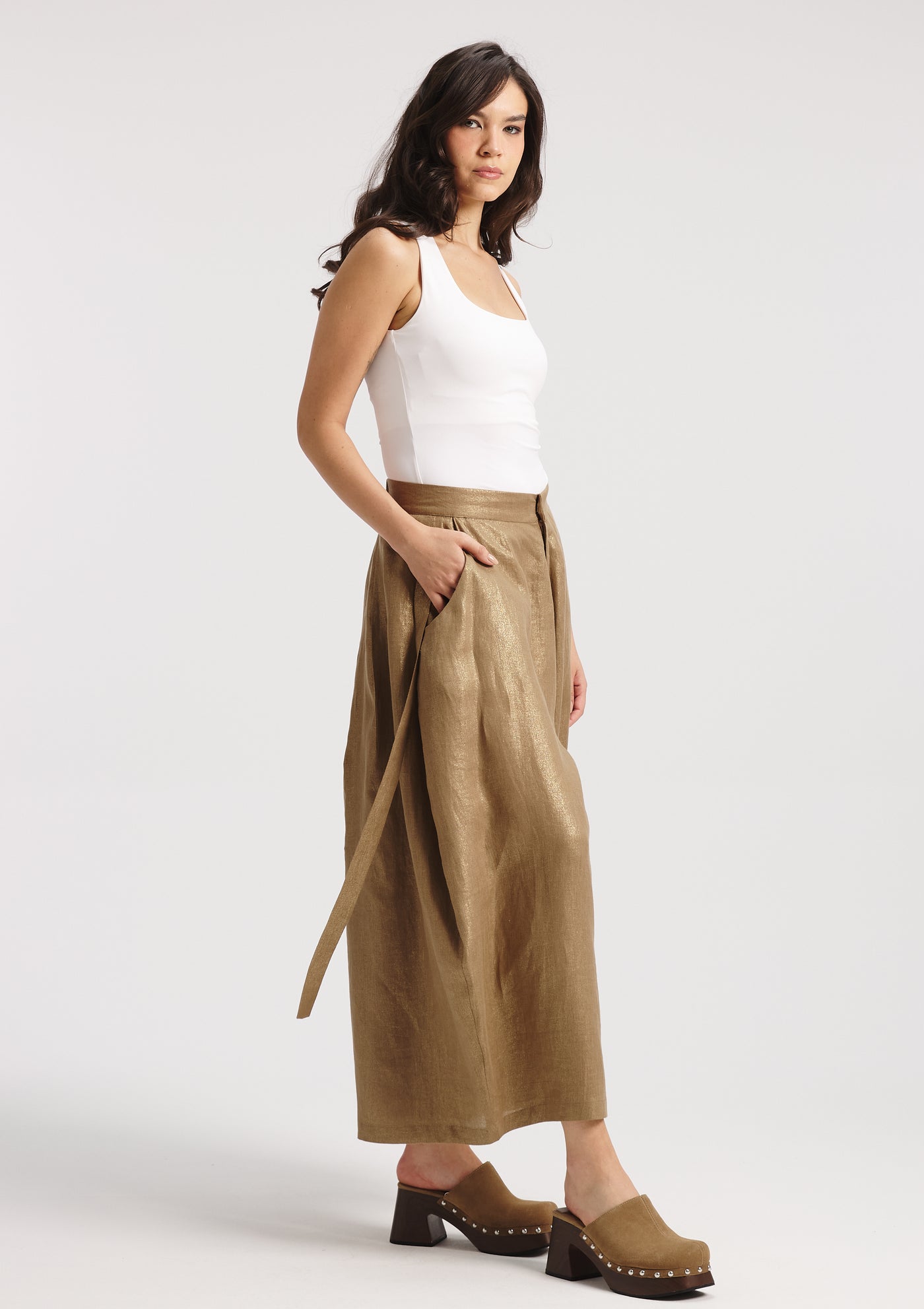 Linen Cropped Extra Wide Leg