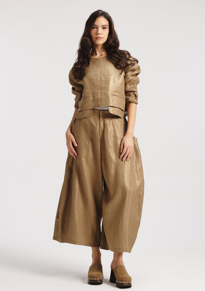 Gold Linen Cropped Top