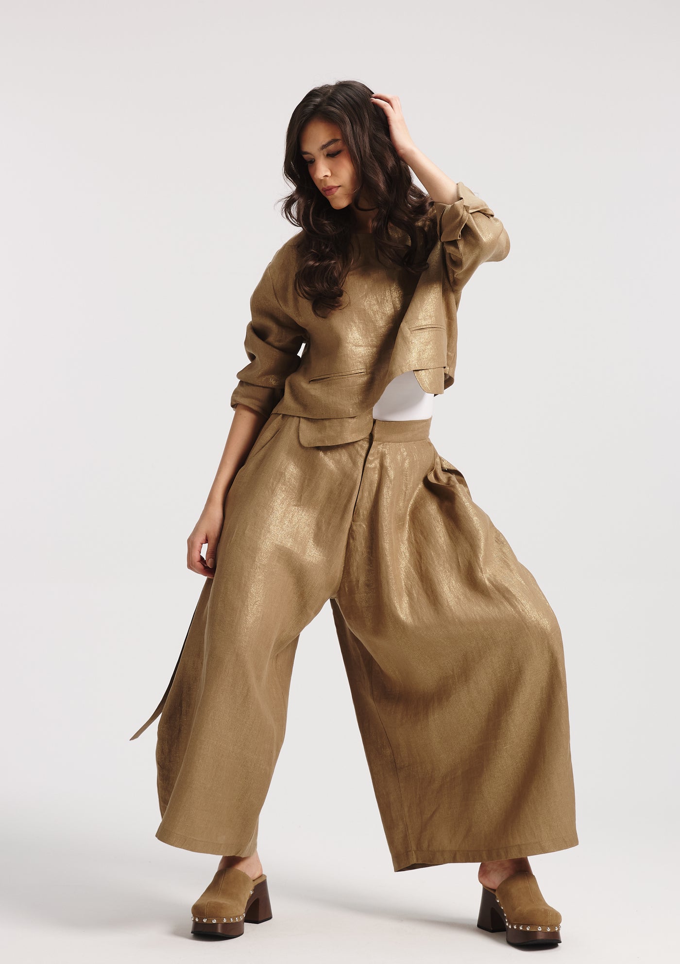 Linen Cropped Extra Wide Leg