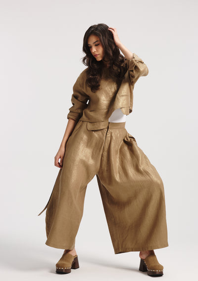 Linen Cropped Extra Wide Leg