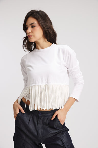All Around Cropped Fringes T-Shirt