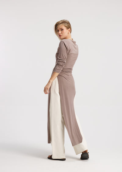Asymmetrical sides Tight Top In Coffee
