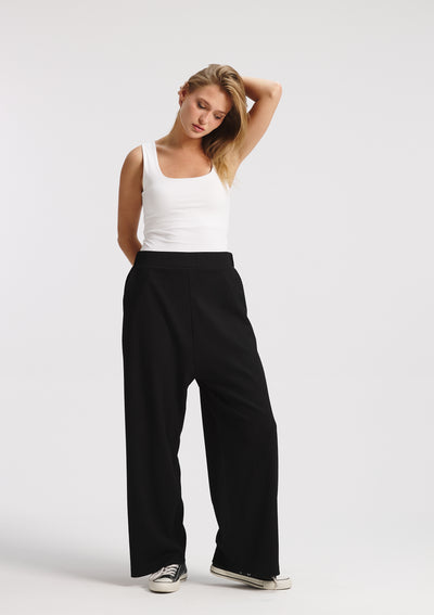 Crushed Low Crotch Black Pants