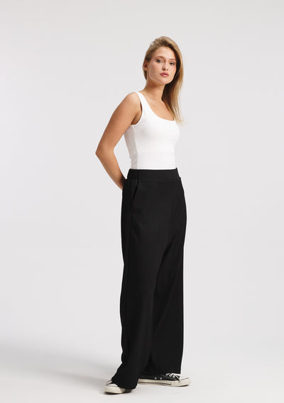 Crushed Low Crotch Black Pants
