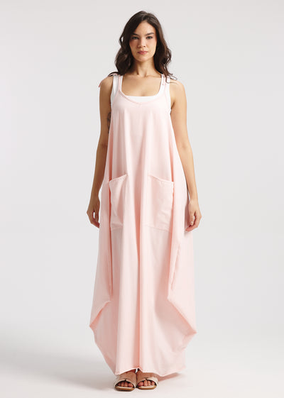 Strap Cotton Dress In Pink