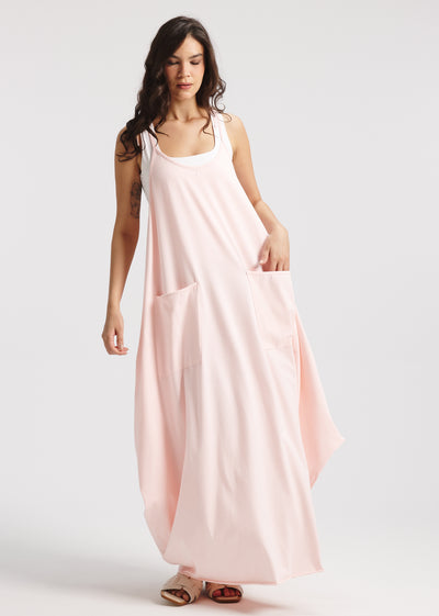 Strap Cotton Dress In Pink