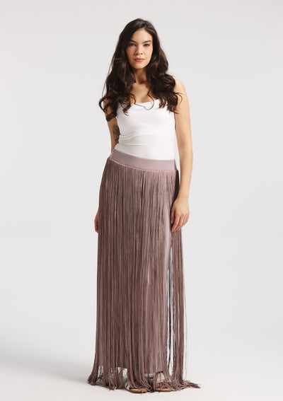 All Around Fringes Skirt In Lilac