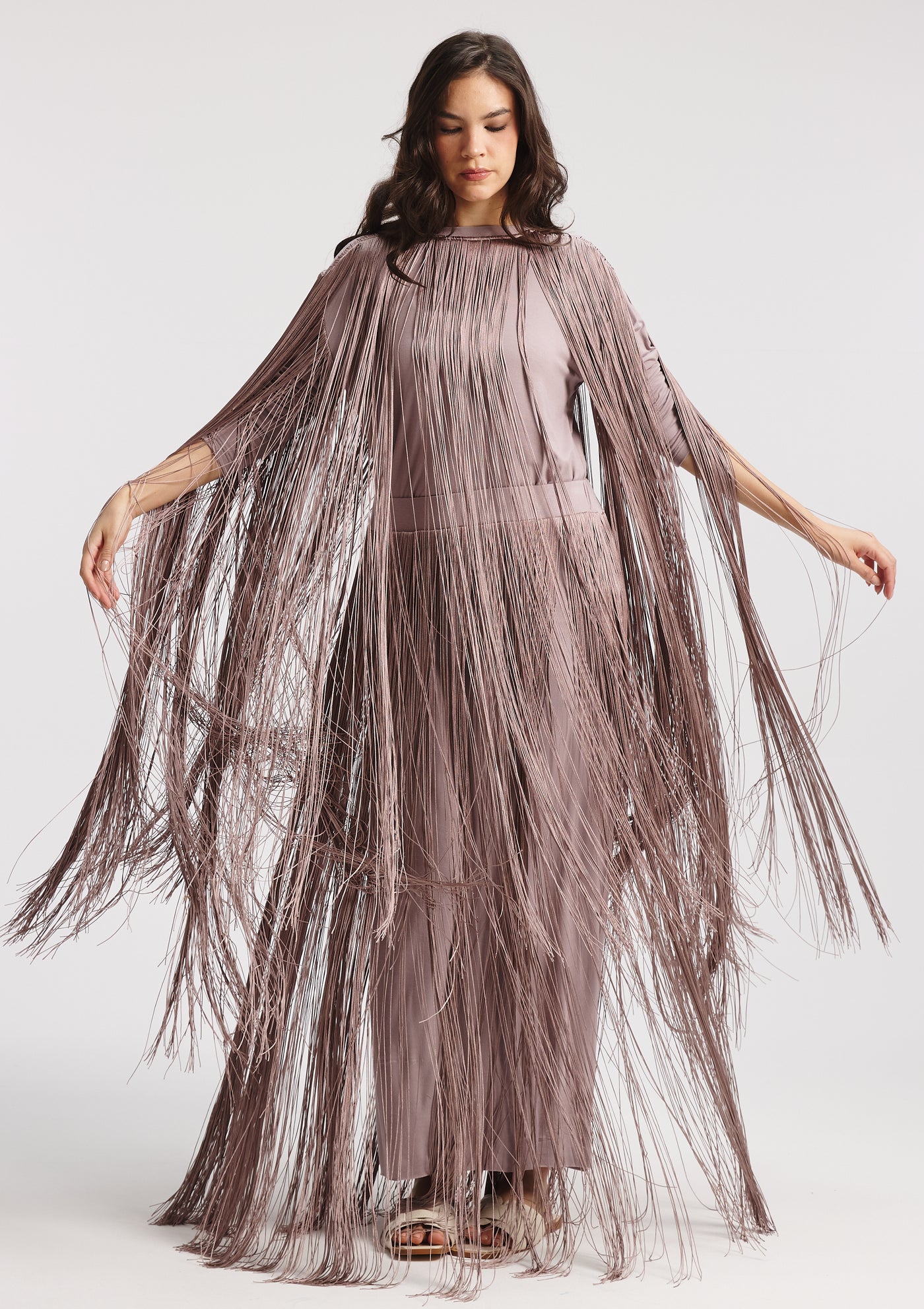 All Around Fringes Skirt In Lilac