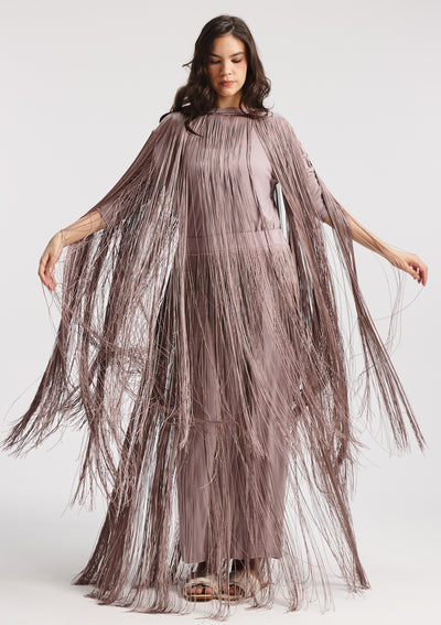 All Around Fringes Skirt In Lilac