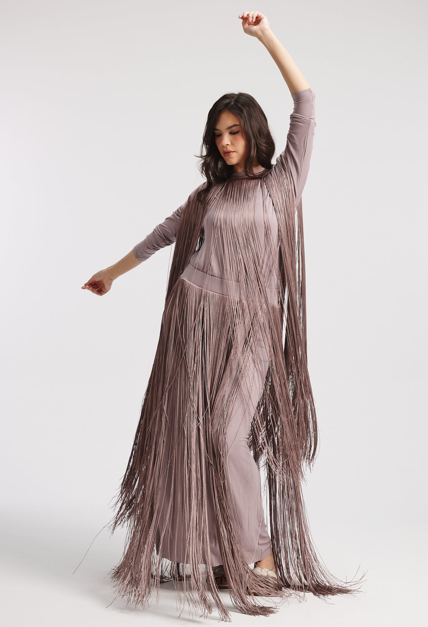 All Around Fringes Top In Lilac