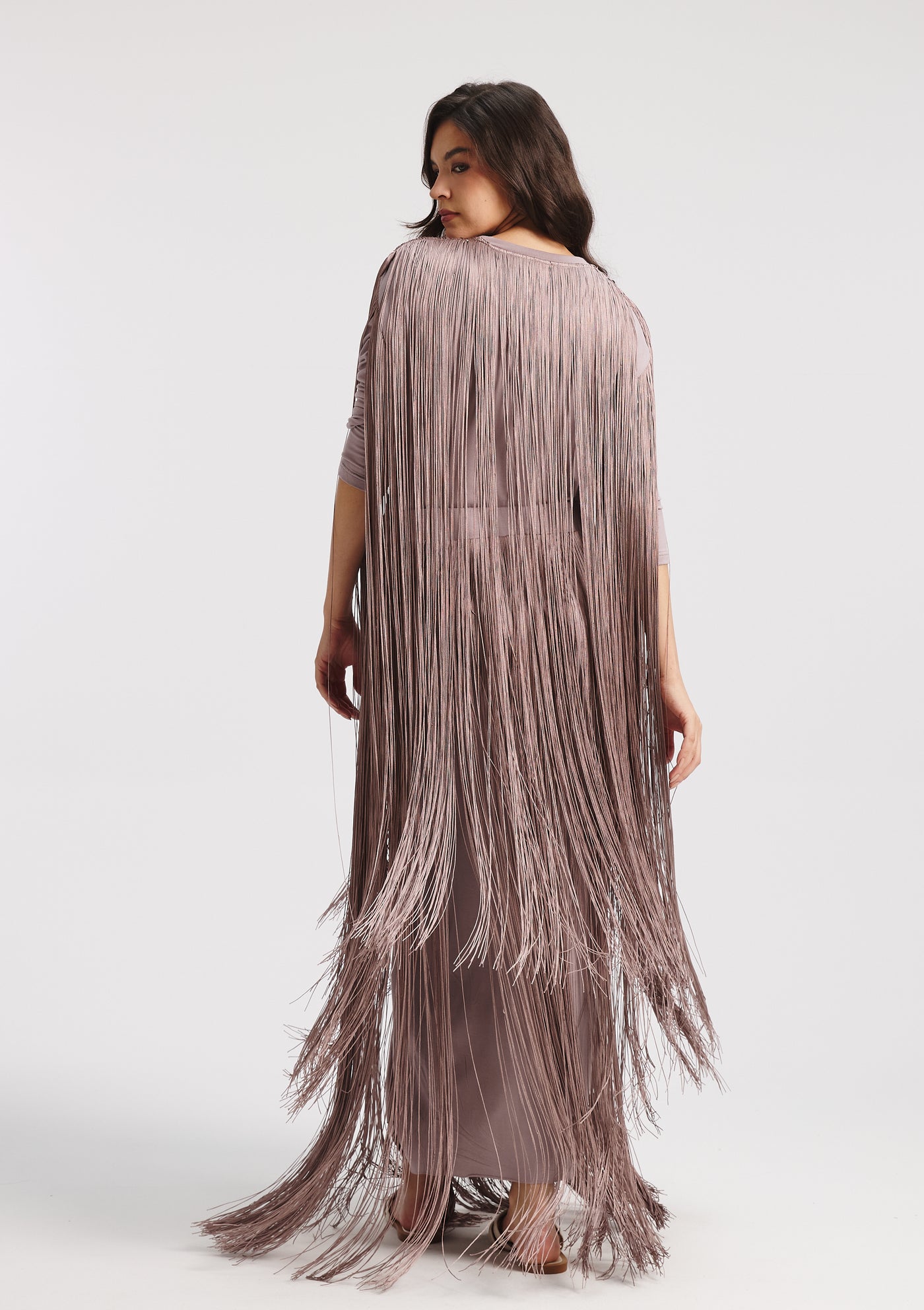 All Around Fringes Top In Lilac