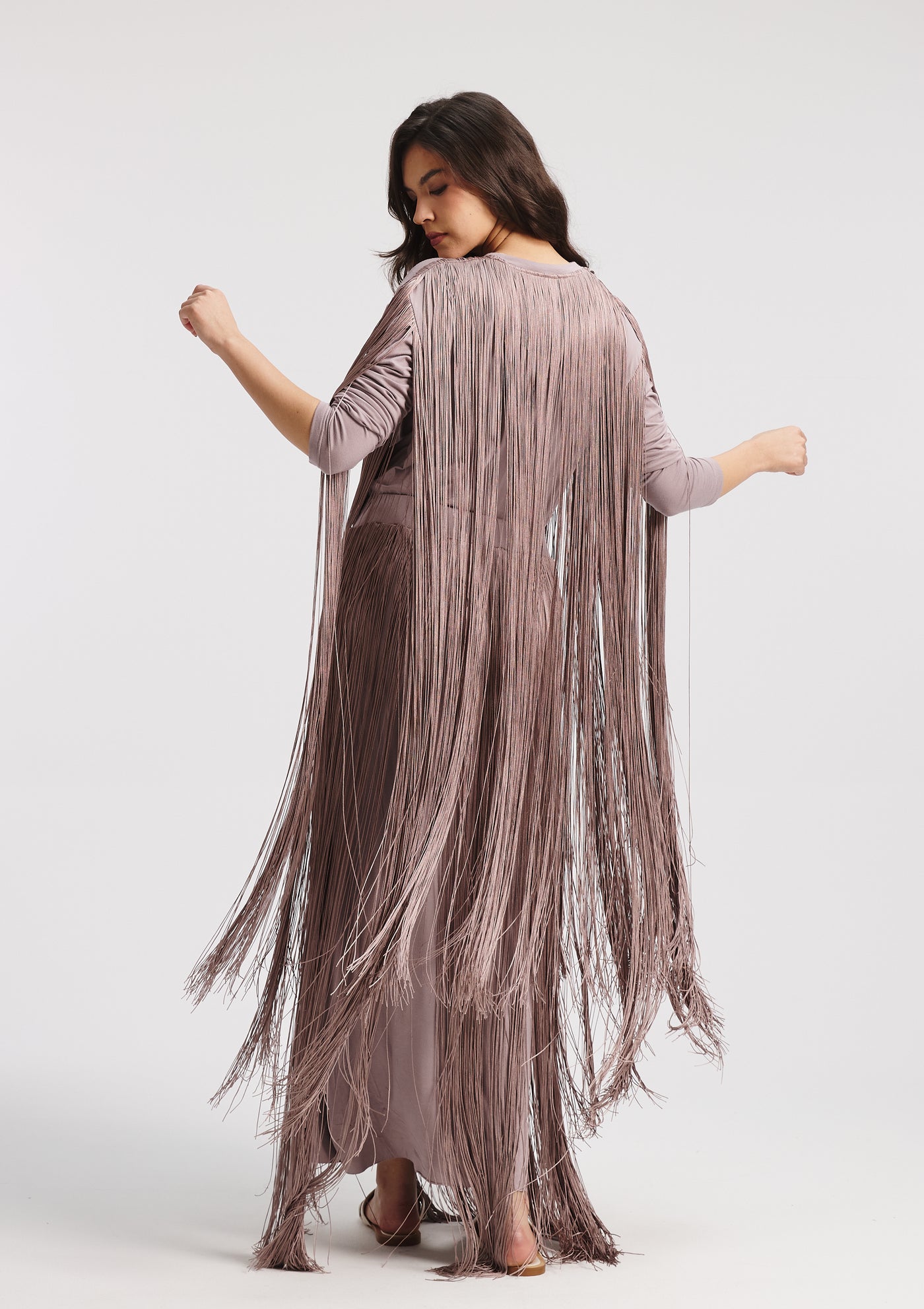 All Around Fringes Top In Lilac