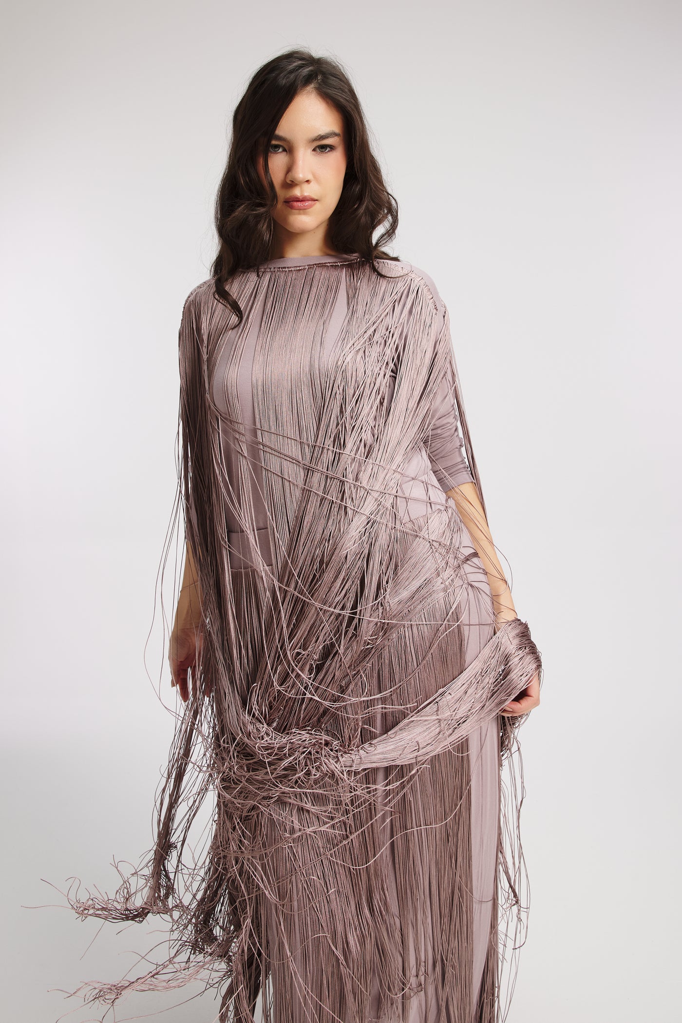 All Around Fringes Top In Lilac