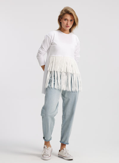 High Low Front Fringes T-shirt