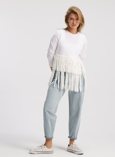 High Low Front Fringes T-shirt
