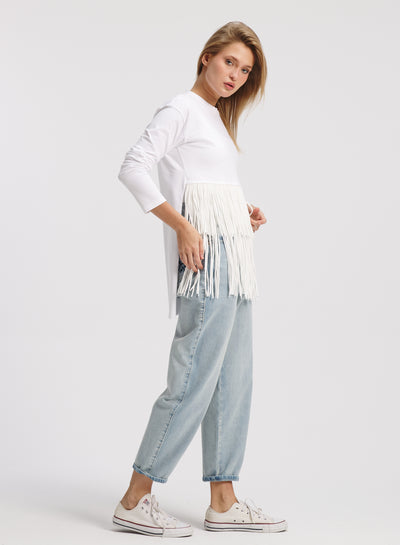 High Low Front Fringes T-shirt