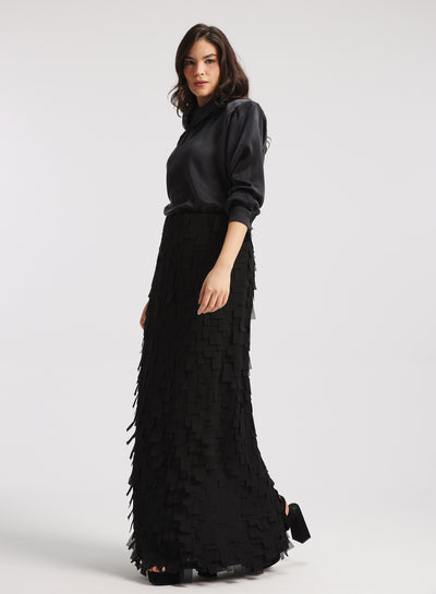 Silk High Low Top In Black